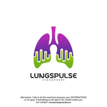 Lungs Pulse logo designs concept vector, Health lungs logo designs template Illustrazione stock