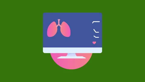 Lungs on screen icon Stock Footage 170577461