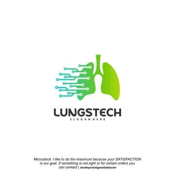 Lungs tech logo designs vector, Lungs with tech symbol iconinc logo Stock Illustration