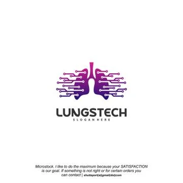 Lungs tech logo designs vector, Lungs with tech symbol iconinc logo Stock Illustration