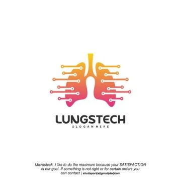 Lungs tech logo designs vector, Lungs with tech symbol iconinc logo Stock Illustration