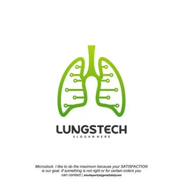Lungs tech logo designs vector, Lungs with tech symbol iconinc logo Stock Illustration