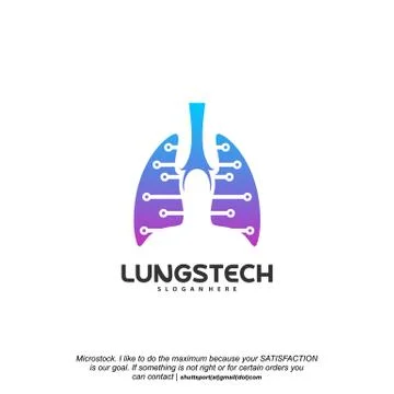 Lungs tech logo designs vector, Lungs with tech symbol iconinc logo 스톡 일러스트
