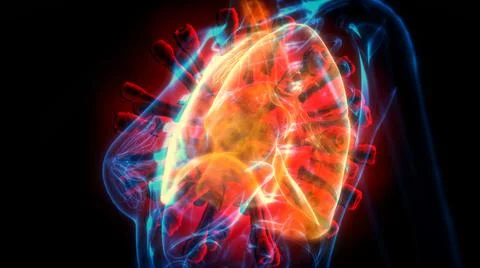 Lungs troubles of sars-cov-2, cg healthcare 3d illustration 스톡 일러스트