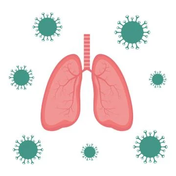 Lungs with virus, bacterium, microbes 스톡 일러스트