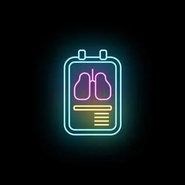 Lungs x ray report neon diagnostic healthcare icon 스톡 일러스트
