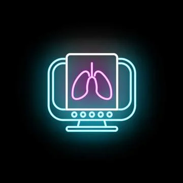 Lungs x ray scan on glowing neon monitor Stock Illustration