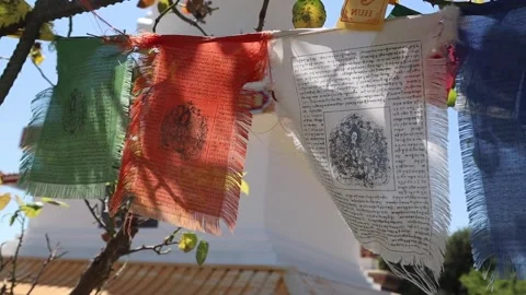 Lungta buddhist prayer flags fluttering in the wind Vídeos de archivo 136728297