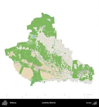 Luniniec District, Belarus, isolated on white. Topographic French Stock Illustration