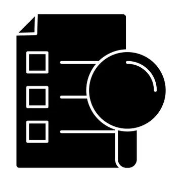 Lupe and document solid icon. List and magnifying glass vector illustration 스톡 일러스트