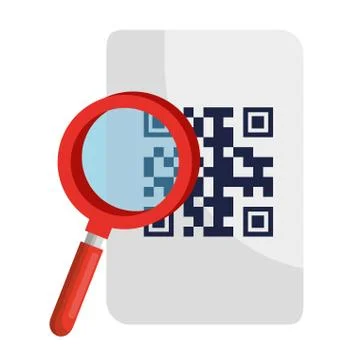 Lupe and qr code over paper vector design Stock-Illustration