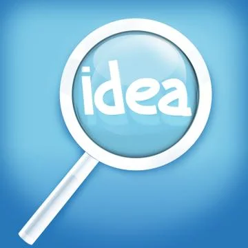 Lupe idea creative fresh design with light blue background Illustrazione stock