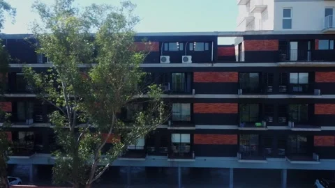 Luque residential complex drone mid facade hd 30fps 스톡 동영상 318028849