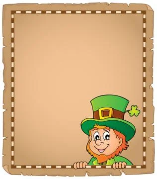 Lurking leprechaun topic parchment Illustrazione stock