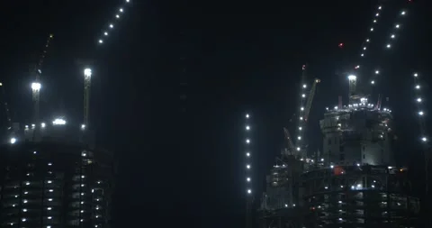 Lusail PLaza Tower under construction Night Time Lapse Stock Footage 208823757