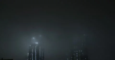 Lusail PLaza Tower under construction Night Time Lapse Stock Footage 208824045