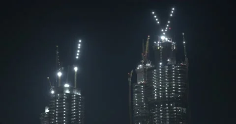 Lusail PLaza Tower under construction Night,Time Lapse Stock Footage 208824054