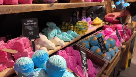 Lush bath bombs shopping Stock Footage 255212785