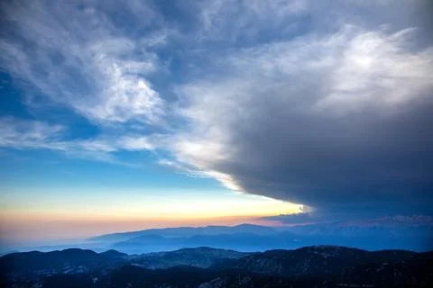 Lush colored clouds in the sky before sunset Foto stock