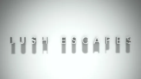 Lush escapes 3D title animation white text on a white background Stock Footage 299702008