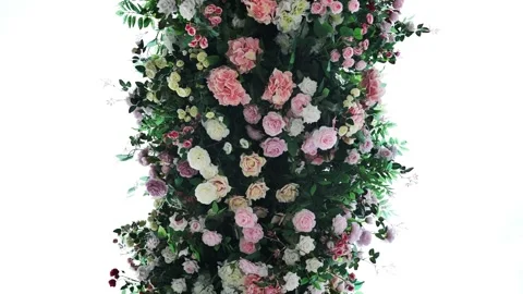 Lush flower wall creating a stunning backdrop Stock Footage 322029252