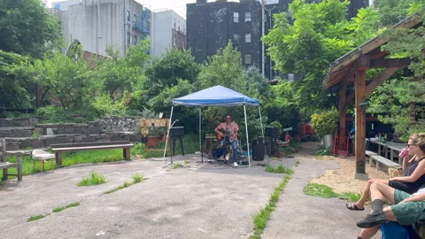 Lush foliage thrive inside La Plaza Cultural de Armando Perez in East Village Stock-Footage 344905334