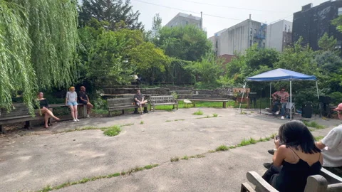 Lush foliage thrive inside La Plaza Cultural de Armando Perez in East Village Stock-Footage 344908685
