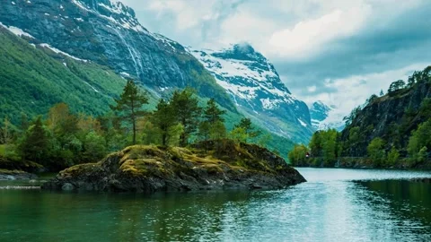 Lush forest river, cinematic river scene, peaceful nature flow Stock Footage 310415770