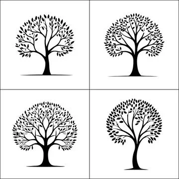 Lush Full Canopy Tree Silhouette design Stock Illustration