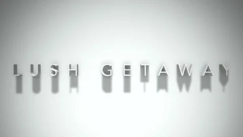 Lush getaway 3D title animation white text on a white background Video stock 299374717