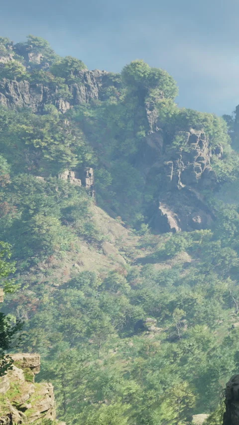 Lush green mountains under bright sky in daytime Video stock 335189530