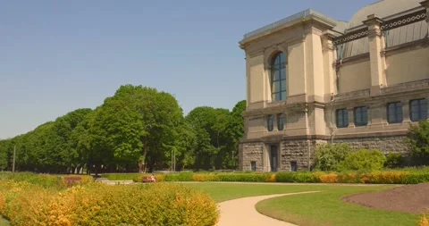 Lush Green Parc du Cinquantenaire Or Jubelpark In Brussels, Belgium On A Video stock 244450271