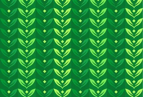 Lush Green Seamless Pattern Featuring Stylized Leaves Arranged in Elegant V.. Stock Illustration