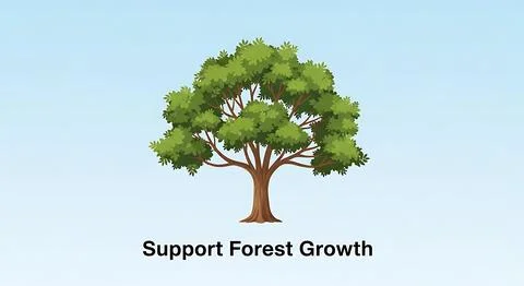 Lush green tree with a dense canopy and strong trunk, set against a serene .. Stock Illustration