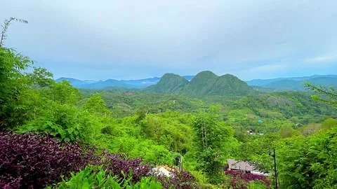 Lush Green Tropical Forest and Twin Peaks of Meratus Mountains 库存影片 334867775