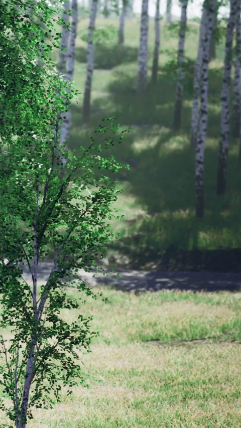 Lush greenery and serene trails invite exploration in a tranquil forest scene Stock Footage 334256758
