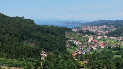 Lush Mountains And Hillside Settlements At Cangas Vídeos de archivo 280042729