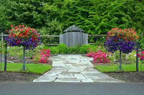 Lush spring garden Stock Photos