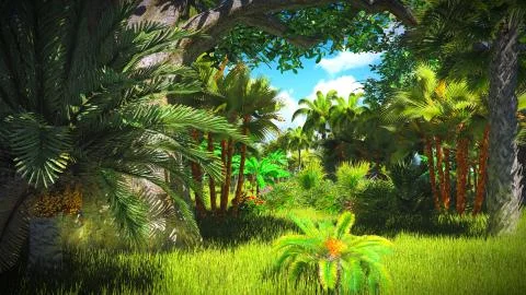 Lush vegetation in jungle Illustrazione stock