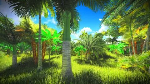 Lush vegetation in jungle Stock Illustration