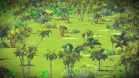 Lush vegetation in jungle Stock Illustration