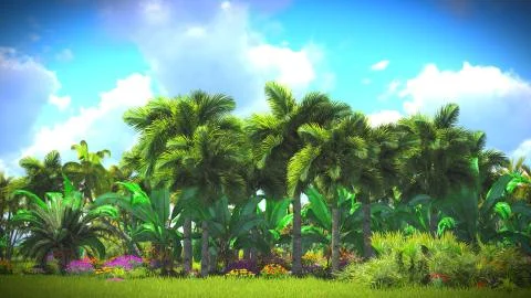 Lush vegetation in jungle Stock Illustration