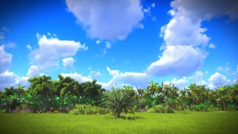 Lush vegetation in jungle Illustrazione stock