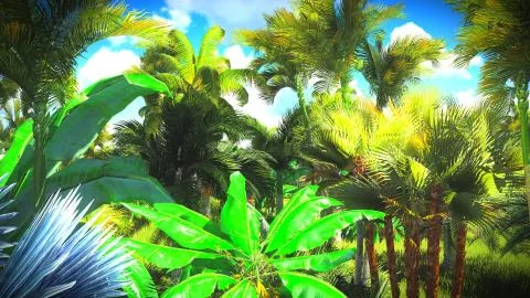 Lush vegetation in jungle Stock Illustration