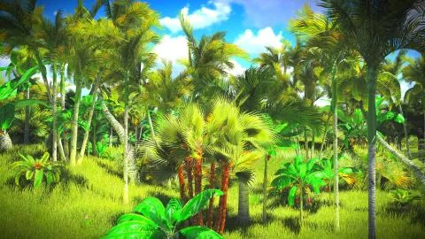 Lush vegetation in jungle Illustrazione stock