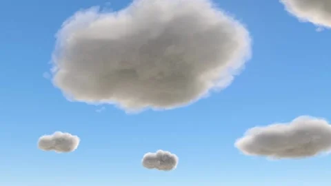 Lush white clouds move across the blue sky. Stock Footage 144030234