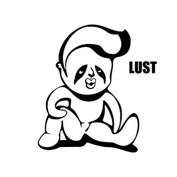 Lust. hand drawn vector monochrome outline cartoon character illustration wit Illustrazione stock