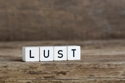 Lust, written in cubes Stock Photos