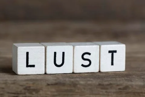 Lust, written in cubes Stock Photos