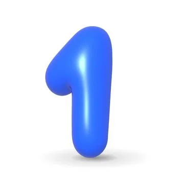 Lustrous blue balloon digit One. 3d realistic design illustration. For Sales. Stock Illustration